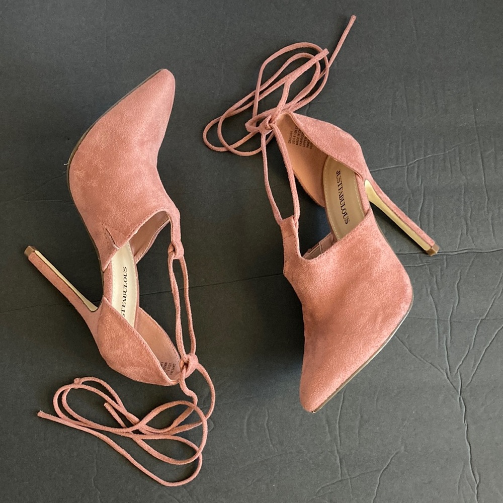 Justfabulous Mauve Pink Faux Suede Stiletto Heels Size 5.5